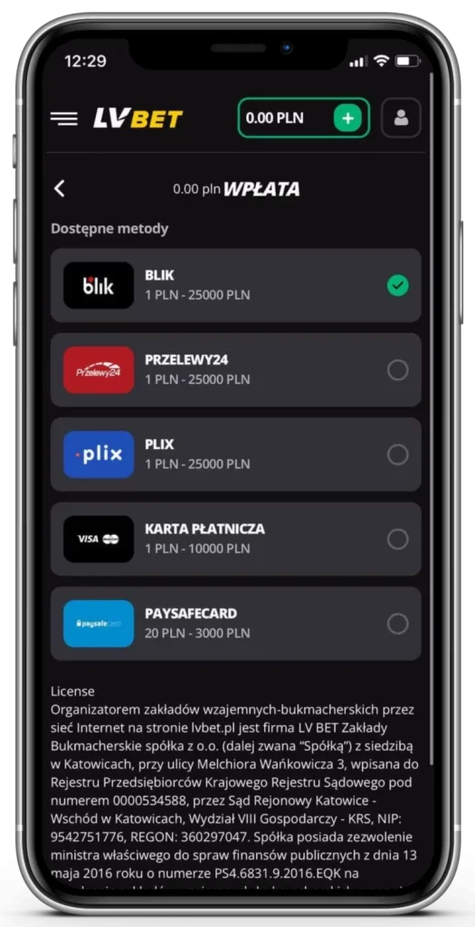 LVBET wplata depozytu